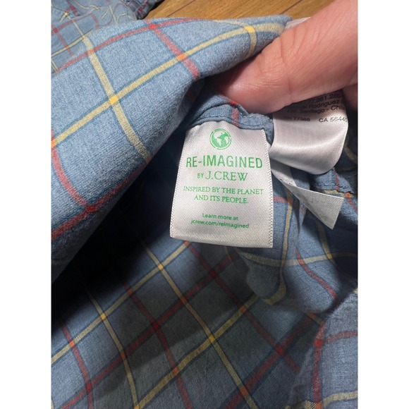 J Crew Men's Slim Fit Button Down Shirt XL Plaid‎ Organic Cotton Blend Stretch - Picture 6 of 8